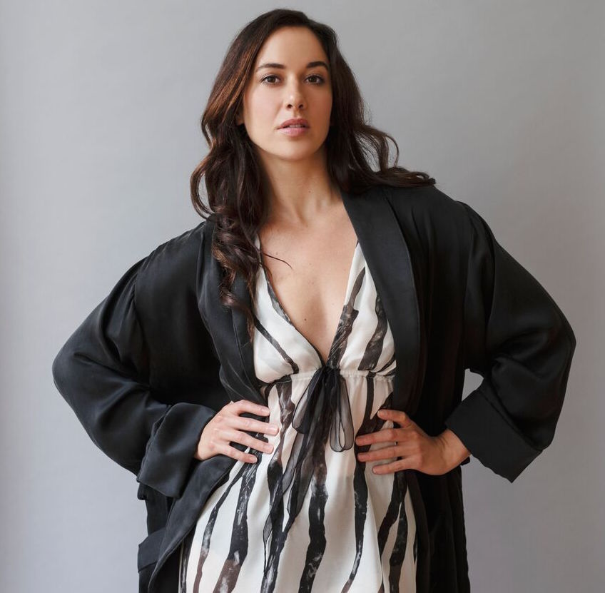 Sustainable silk robe and zebra print lingerie